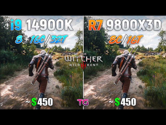 Ryzen 7 9800X3D vs Core i9 14900K in The Witcher 3 Remastered | 1080p | 1440p | 4K |