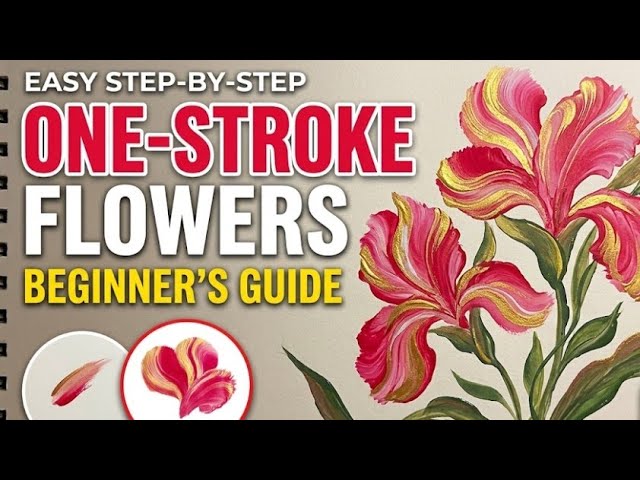 One Stroke Flower Painting 🌸 | Easy Floral Painting Tutorial for Beginners