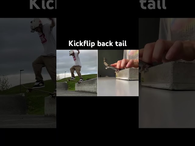 Skateboard VS Fingerboard: Kickflip backside tailslide #techdeck #skateboarding #fingerboard