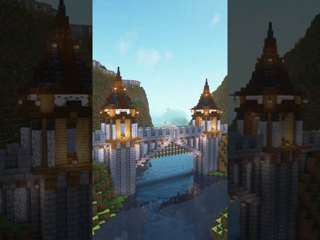 Water Gate Bridge 🌉 #minecraft #minecraftbuilding   #medievalvillage #minecraftutorial