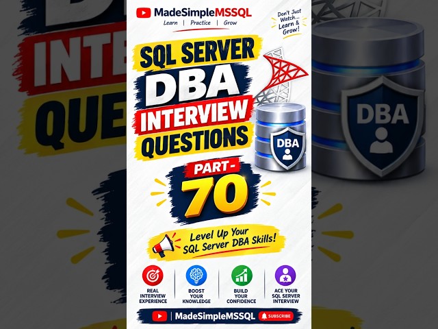SQL Server Interview Questions | #learnsql #databaseconcepts #sql #coding |  @MadeSimpleMSSQL ​