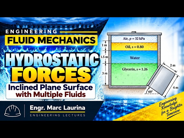 Fluid Mechanics |  Hydrostatic Forces: Inclined Plane Surface with Multiple Fluids