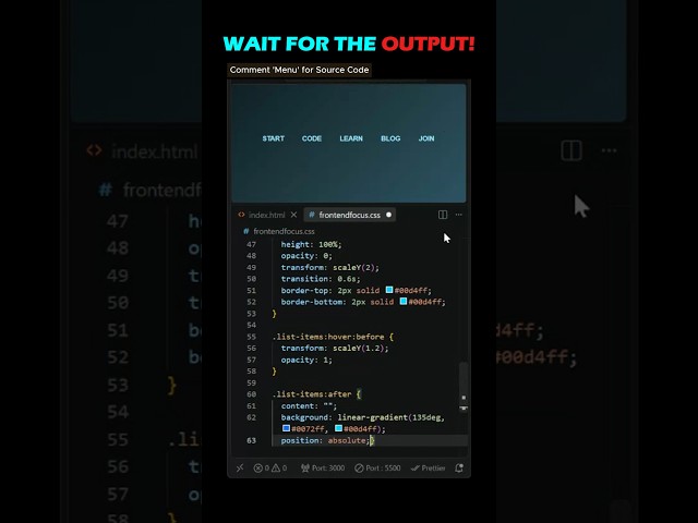 CSS Menu Hover Effect ✨ | Navigation Bar Animation