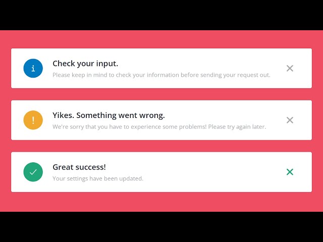 Alert and Flash Notification Messages UI Design In HTML and CSS || Notification Alert Messages