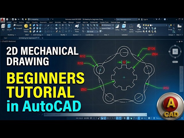 Autocad 2d practice drawing for beginners(myanmar)#autocad 2d သင်ခန်းစာ#autocad 2d 2026#autocad tips