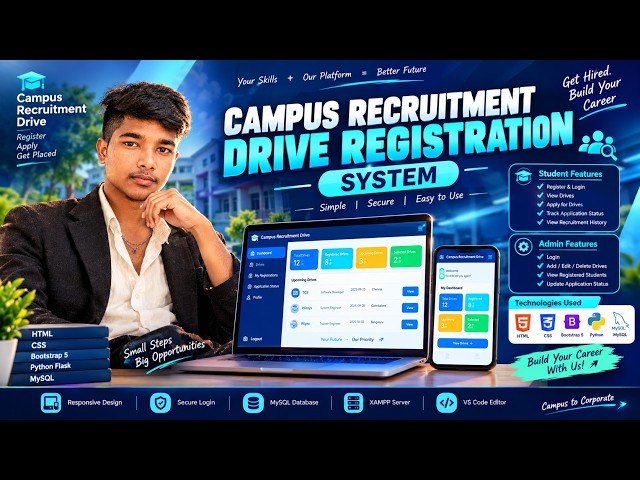 💼 Campus Recruitment Drive Registration System | Python Flask + MySQL | MCA/BCA Final Year Project 🎓