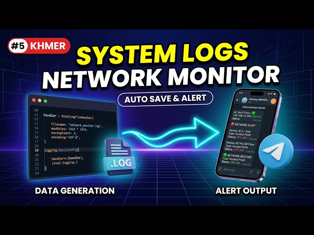 #5 Python Network Monitoring System add log file Khmer