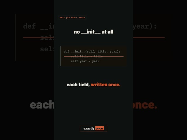 Write a Python class with ZERO constructor code 🐍 (@dataclass)