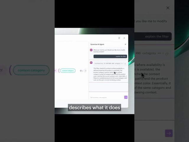 Filters that explain themselves. #RecommendationAgent #SyneriseBites