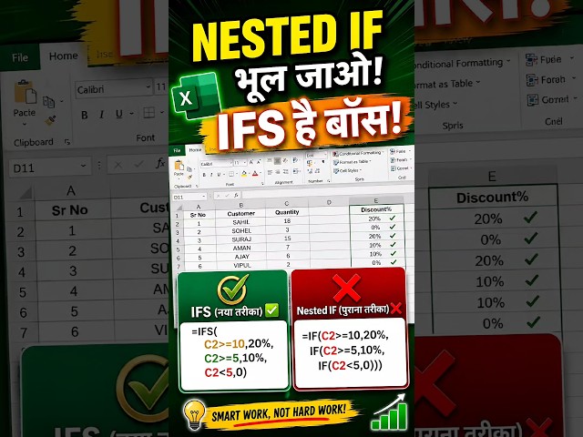 Forget Nested IF, learn this new Excel formula 🤯🔥 #shorts