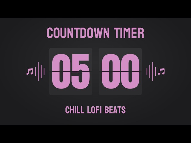 5 Minute ADHD Focus Timer 🖤 Flip Clock with Lofi Music 🎧