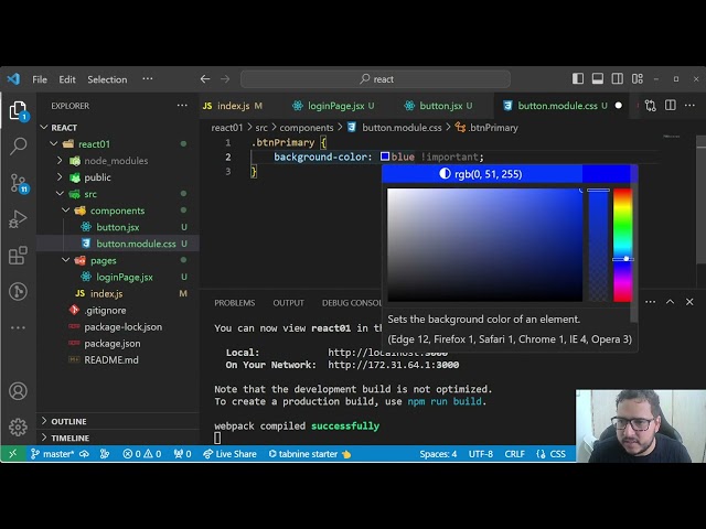 Criando pages no react e incluindo estilos CSS nos componentes React #ReactAula04