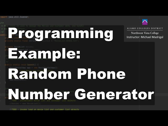 Java 1 Online, [3.09] Using Classes and Objects: Random Phone Number Generator