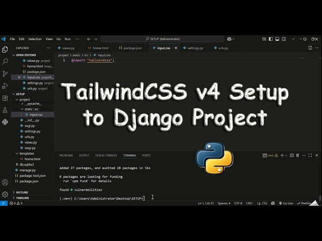 How to add TailwindCSS 4 to Django Project