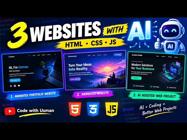 I Built 3 Amazing Websites Using AI 🤖 | HTML, CSS & JavaScript Projects