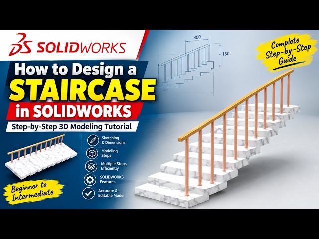 How to Design a Staircase / steps in SOLIDWORKS | Step-by-Step 3D Modeling Tutorial | Create / Model
