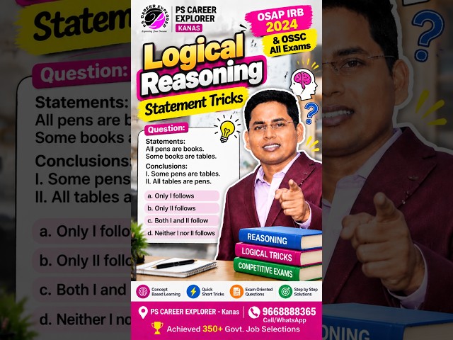 OSSC Math & Reasoning Short Tricks | Logical Reasoning Statement Tricks by Suvasis Sir