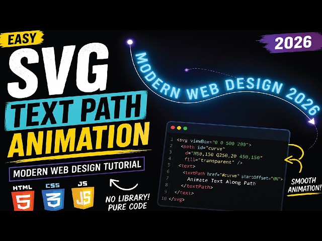 Easy SVG Text Path Animation (2026)  | HTML CSS JavaScript Tutorial for Beginners