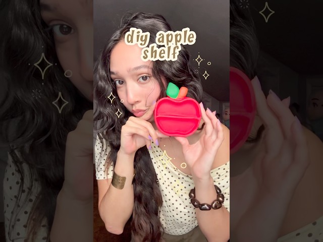 I made a diy mini apple shelf using air dry clay #clayvideos #clayart #clay #diy #airdryclay