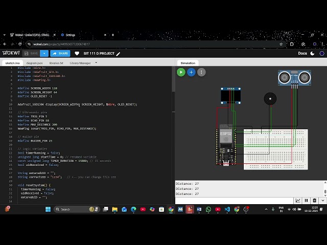 (SIT 111 D Task) Smart Food Security System Using ESP32 | Ultrasonic Sensor & UID Verification