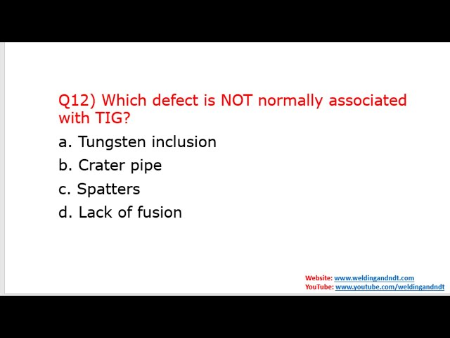 [English] CSWIP 3.1: Question & Answer-Chapter 12 (TIG Welding)