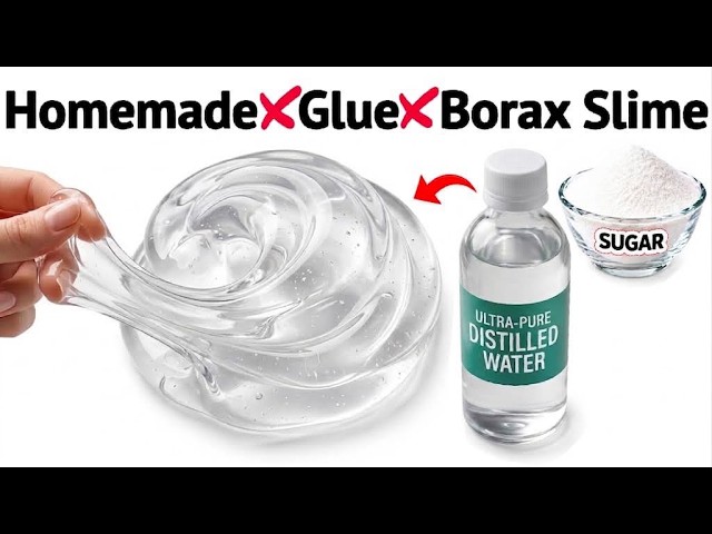 How to Make Water & Sugar Slime ASMR|No Glue, No Borax | Satisfying Slime ASMR | Water Slime Making