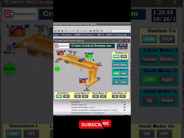 Crane Control using WinCC SCADA #scada #siemens #crane #plc #shorts