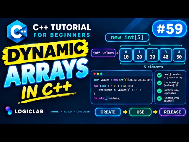 C++ Tutorial for Beginners #59 — Dynamic Arrays in C++ | Learn C++