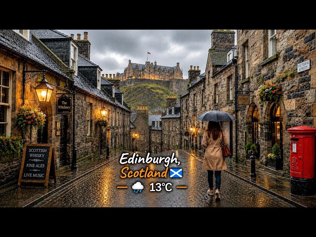 Edinburgh at 10:30 PM in VERY HEAVY RAIN 🌧️ | Royal Mile Summer Night Walk | Scotland 4K. 