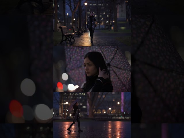 Portrait in the Rain: Cinematic Blue Hour! #cinematic #rain #bluehour #bokeh #shorts