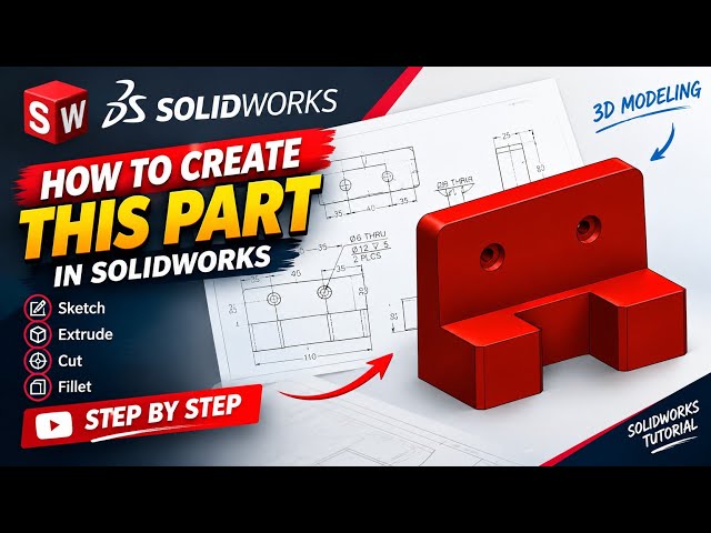 SolidWorks Tutorial | How to Model This Fixture Bracket Step by Step