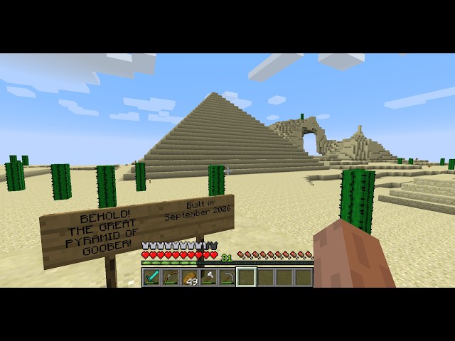 FINISHING my pyramid in my old Minecraft Java world (no commentary)