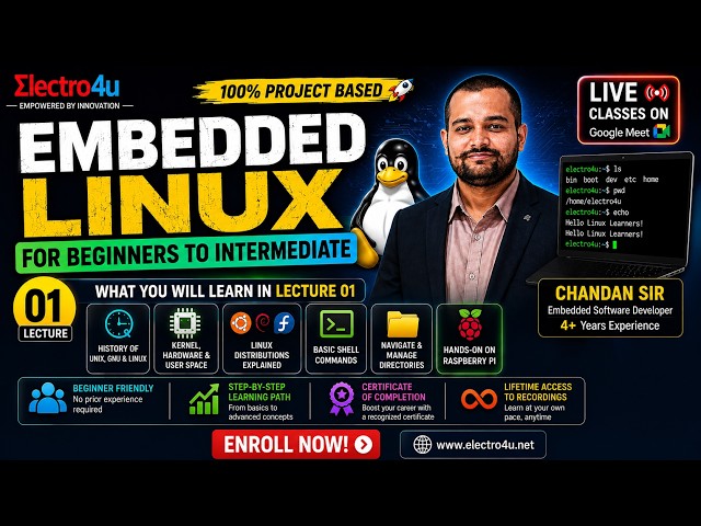 Embedded Linux Lecture 01 | Linux Fundamentals, Kernel, Shell & Basic Commands