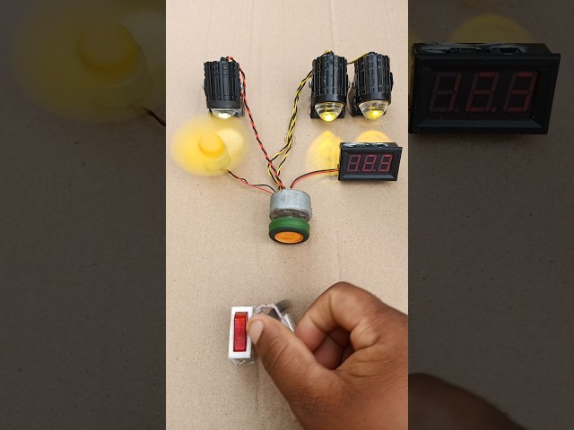 Voltmeter or 6v fan & three baik balb Powering Using From Coreless Dron Generator .#shorts #viral