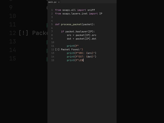 Packet Sniffer in Python 🐍 | #shorts #python