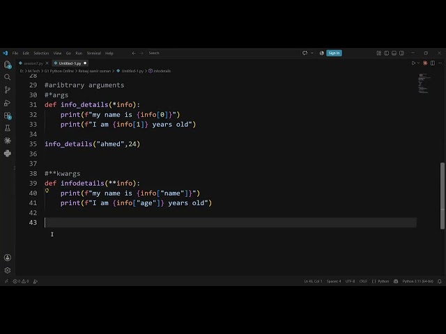 Arbitrary Keyword Arguments in Functions (**kwargs)