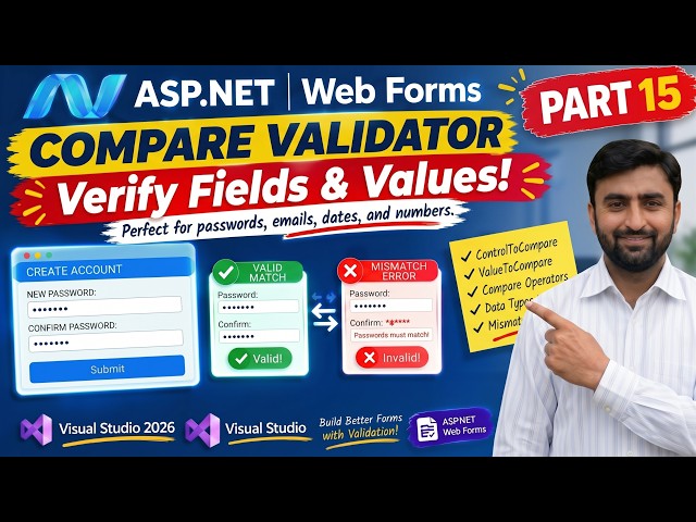 CompareValidator in ASP.NET | Validation in ASP.NET WebForms