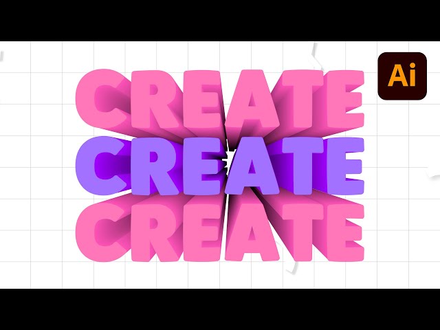 3D Blend Text Effect - Adobe Illustrator Tutorial! #shorts