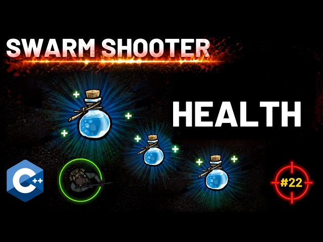 Red Wave Warning & Collecting Health Potions- C++ Swarm Shooter with Raylib ( no Engine)  (#22)