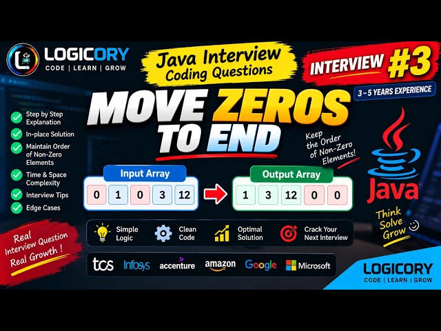 Move All Zeros to End in Java | Java Interview Coding Question #3 | 3–5 Years Experience