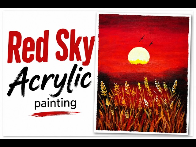 Easy Acrylic Red Sky Landscape Painting for Beginners | Acrylic paintings | Step by Step