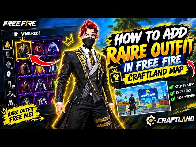 ADD RARE OUTFIT IN CRAFTLAND MAP | CRAFTER UMESH | Dress in Free Fire Craftland Map Tutorial OB55