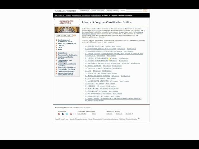 What is the library of Congress classification system?
