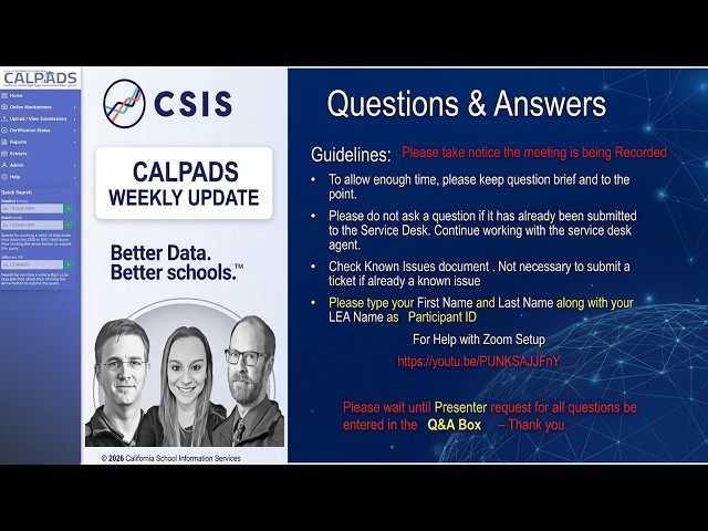 CALPADS Weekly Q & A 9-16-2026