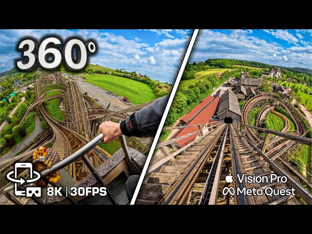 360° WILD WOODEN POV 🤩 Mammut VR Coaster Experience 8K HDR 🟨 Front vs Back Row - Apple Vision Quest3