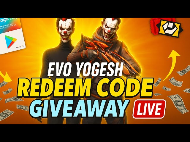 EVO YOGESH LIVE DAILY CUSTOM ROOM REDEEM CODE GIVEAWAY  #evoyogesh #freefire  #redeemcodegiveaway |