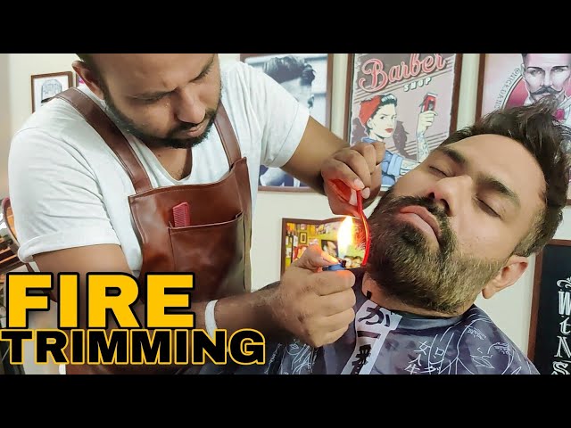 REIKI MASTER 🔥FIRE BEARD TRIMMING 💈 SCISSOR ASMR 💈 INDIAN BARBER