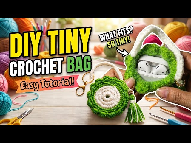 Easy DIY Mini Crochet Bag Tutorial 👛 | Cute Keychain Pouch for AirPods | super easy mini bag