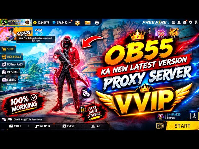  OB55 Free Fire Proxy Server 🥳 | Proxy Server Free Fire | How to Download Proxy Server 🤩#status