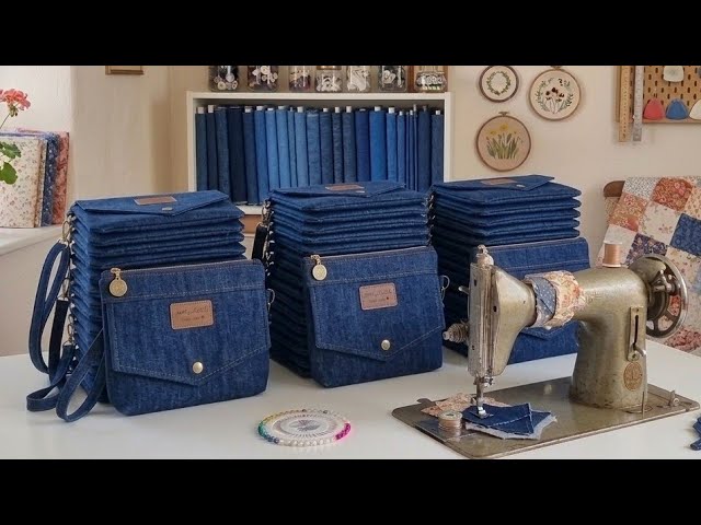 How to Sew a Cute Denim Handbag with Pockets & Zipper | Easy Sewing Project